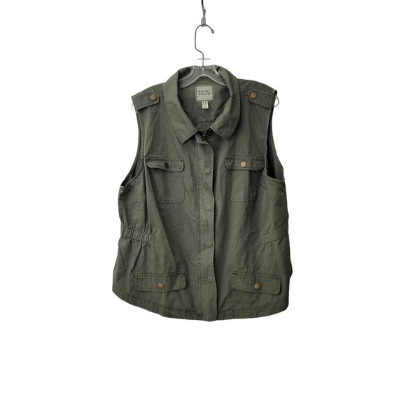 Rachel Hollis Olive Green Cargo Cotton Vest Size 1X - Picture 4 of 5